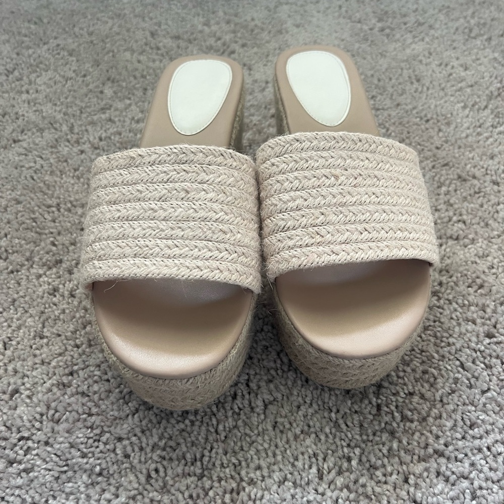 Women's Beige Platform Slide Sandals - Size EUR 40